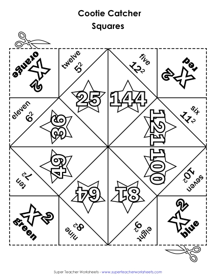 More Math - Squared Numbers (Exponents) (Printable PDF Worksheet)