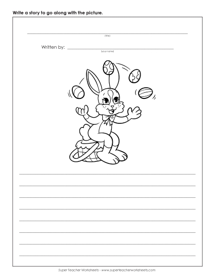 Writing (Story Pictures and  Writing Prompts) - Story Picture: Juggling Eggs (Printable PDF Worksheet)