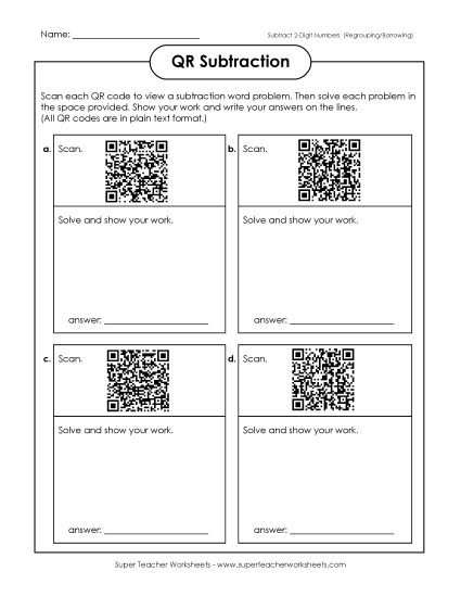Subtraction - Subtraction (2-Digit Numbers) (Printable PDF Worksheet)