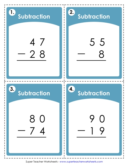 Subtraction: 2-Digit (with Regrouping) (Printable PDF Worksheet)