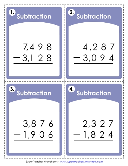 Subtraction: 4-Digit (Printable PDF Worksheet)