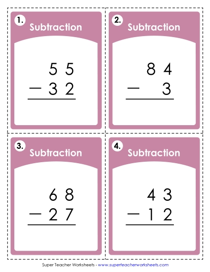 Subtraction (No Regrouping) (Printable PDF Worksheet)