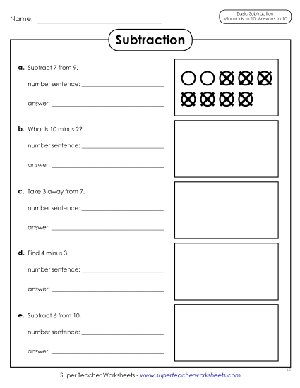 Concept Worksheets - Subtraction with Counters (Printable PDF Worksheet)