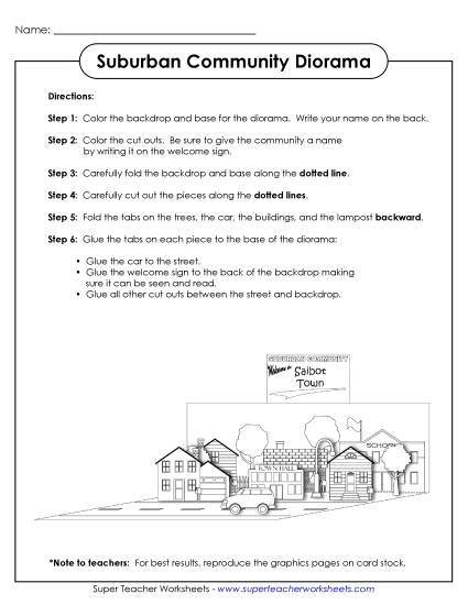 Dioramas - Suburb Diorama (Printable PDF Worksheet)