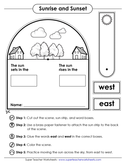 Sunrise & Sunset - Sunrise and Sunset (Basic) (Printable PDF Worksheet)