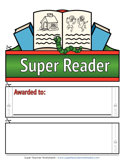 Award Crowns/Hats - Super Reader (Color) (Printable PDF Worksheet)