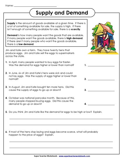 Supply and Demand (Printable PDF Worksheet)