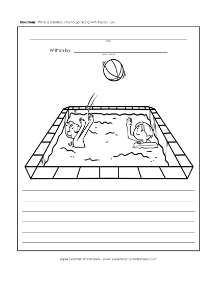Writing - Swimming Pool Kids (Printable PDF Worksheet)