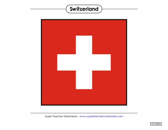 Flag - Switzerland Flag (Full Color) (Printable PDF Worksheet)