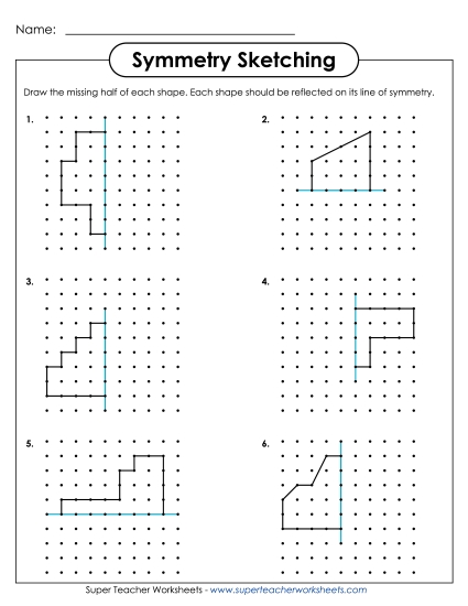 Symmetry Reflections (Dotted Graph Paper) (Printable PDF Worksheet)