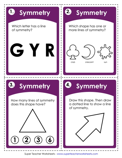 Symmetry Task Cards (Printable PDF Worksheet)