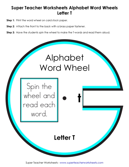 Beginning Consonants Word Wheels - T -&nbsp; Word Wheel (Printable PDF Worksheet)