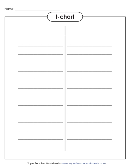 T-Charts - T-chart with lines (Printable PDF Worksheet)