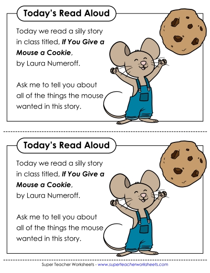 Parent Note - Take-Home Note: Mouse Cookie (Printable PDF Worksheet)