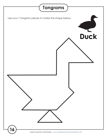 Tangram Puzzles - Tangram Puzzles #16-20 (Printable PDF Worksheet)