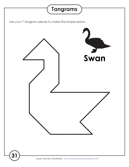 Tangram Puzzles - Tangram Puzzles #31-35 (Printable PDF Worksheet)