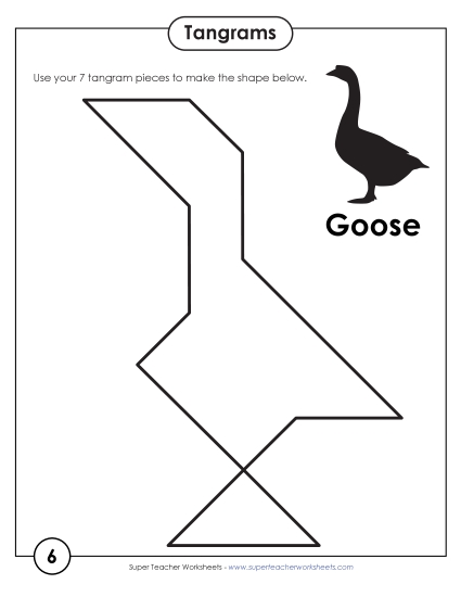 Tangram Puzzles - Tangram Puzzles #6-10 (Printable PDF Worksheet)