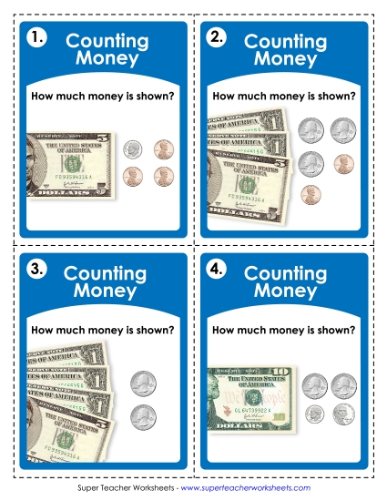Amounts Up to $12 - Task Cards: Money up to $12 (Printable PDF Worksheet)