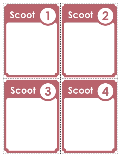 Templates - Template: Scoot! Cards (Pink) (Printable PDF Worksheet)