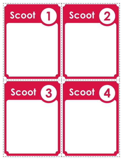 Templates - Template: Scoot! Cards (Red) (Printable PDF Worksheet)