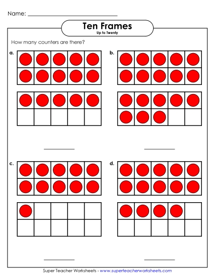 Double Ten Frames - Ten-Frame Counting (Up to 20) (Printable PDF Worksheet)