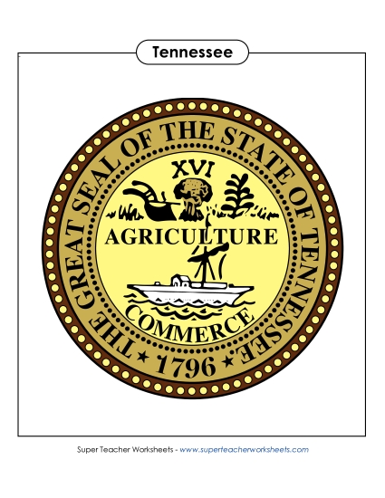 Flags & Seals - Tennessee State Seal (Full-Color Version) (Printable PDF Worksheet)