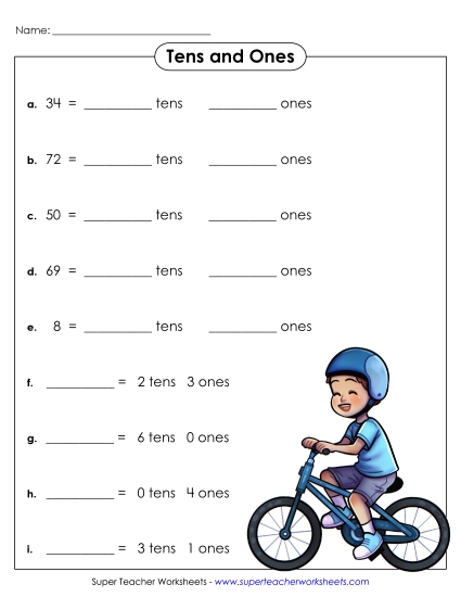 Place Value - Tens and Ones (Printable PDF Worksheet)