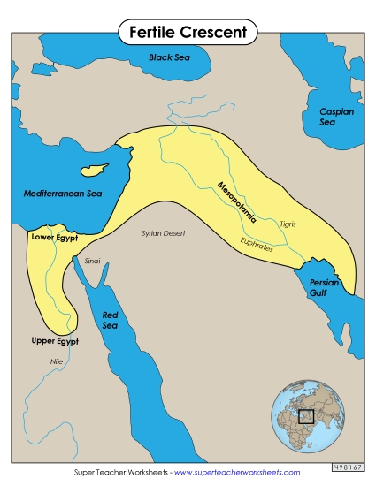 Maps - The Fertile Crescent (Printable PDF Worksheet)