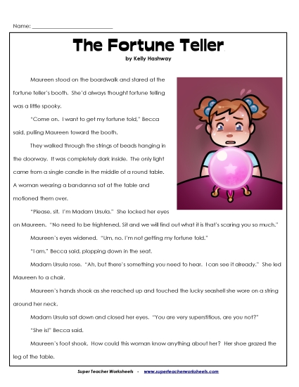 Fiction Stories - The Fortune Teller (Fiction) (Printable PDF Worksheet)