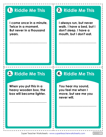 Word Challenges - Thinking Riddles (Printable PDF Worksheet)