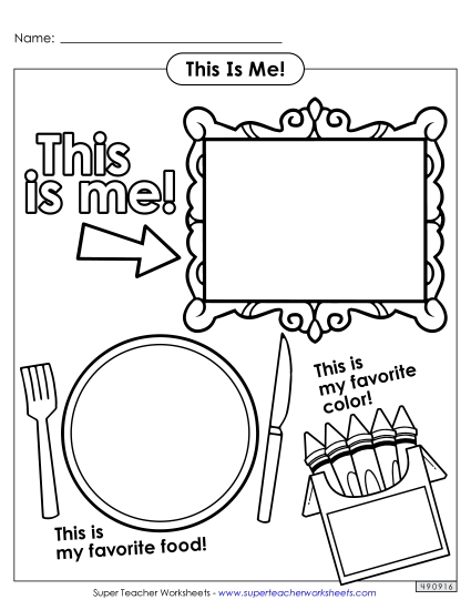 All About Me - This Is Me Drawing Activity  (Printable PDF Worksheet)