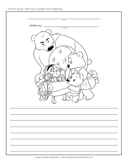 Fairy Tale Writing Prompts - Three Bears (Story Picture) (Printable PDF Worksheet)