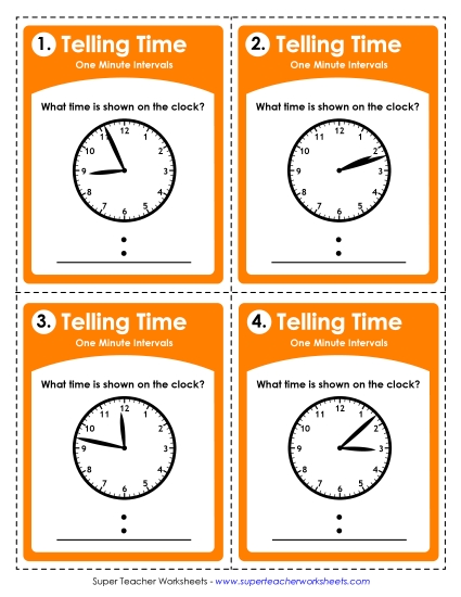 Time (One Minute Intervals) (Printable PDF Worksheet)