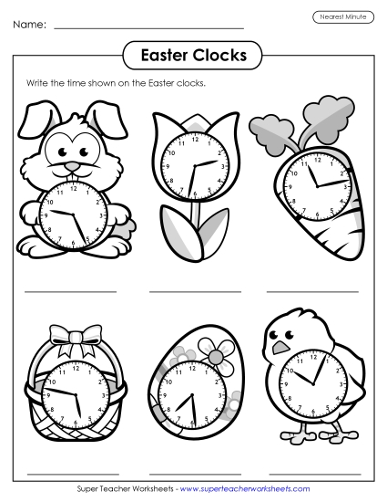 Telling Time - Time to the Nearest Minute (Printable PDF Worksheet)
