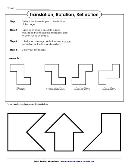 Translation, Rotation, Reflections (Mixed) - Trace and Draw - Rotation, Translation, Reflection (Printable PDF Worksheet)