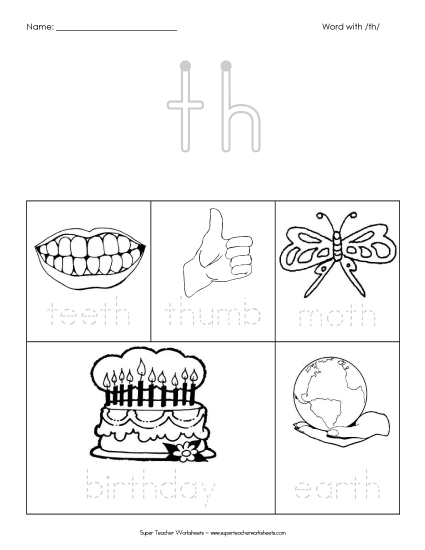 Trace and Say - Th (Printable PDF Worksheet)