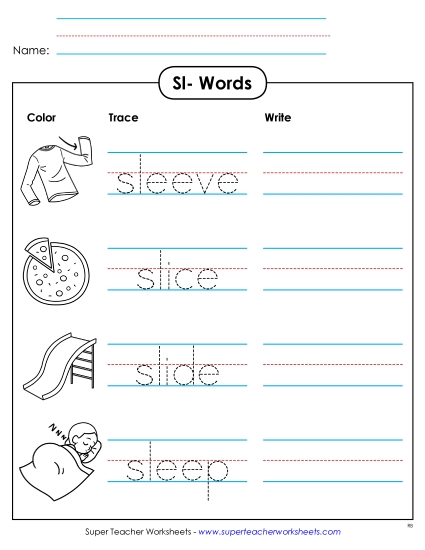 Worksheets - Trace and Write  (Printable PDF Worksheet)