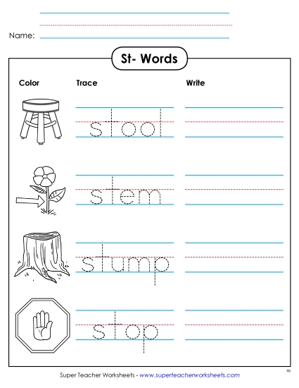 Worksheets - Trace and Write (Printable PDF Worksheet)