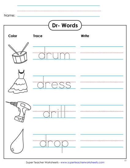 Worksheets - Trace and Write (Printable PDF Worksheet)