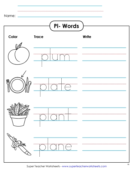 Worksheets - Trace and Write (Printable PDF Worksheet)