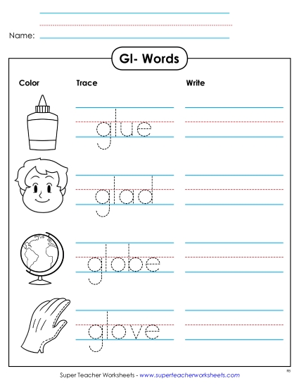 Worksheets - Trace and Write (Printable PDF Worksheet)