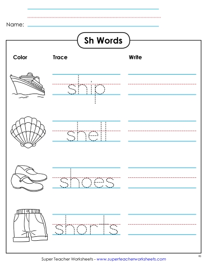 Worksheets - Trace and Write (Printable PDF Worksheet)