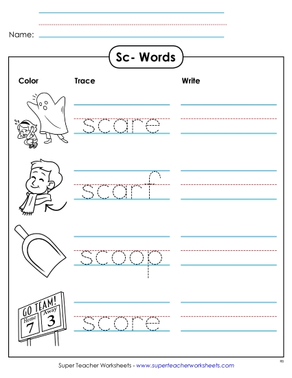 Worksheets - Trace and Write (Printable PDF Worksheet)