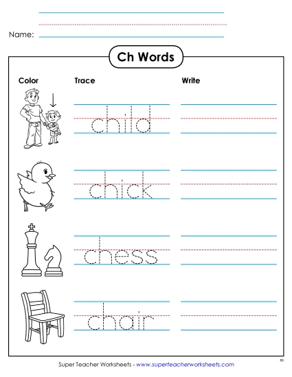 Worksheets - Trace and Write (Printable PDF Worksheet)