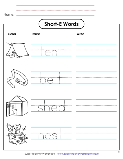 Worksheets - Trace and Write (Printable PDF Worksheet)