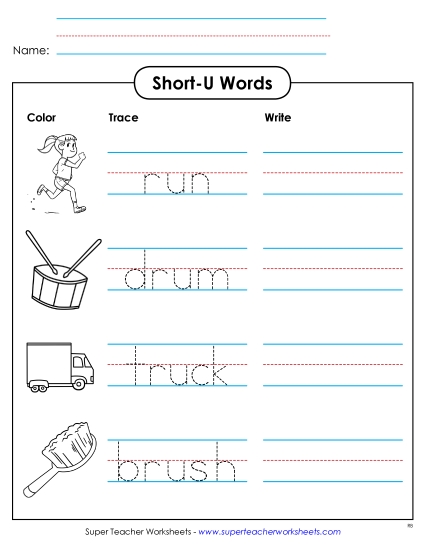 Worksheets - Trace and Write (Printable PDF Worksheet)