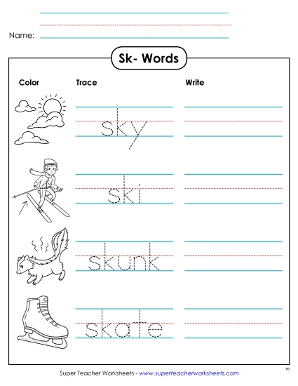 Worksheets - Trace and Write (Printable PDF Worksheet)
