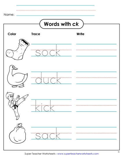 Worksheets - Trace and Write (Printable PDF Worksheet)