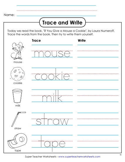 Worksheets - Trace and Write (Printable PDF Worksheet)