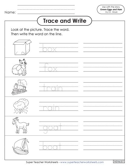 Worksheets - Trace & Write (Printable PDF Worksheet)